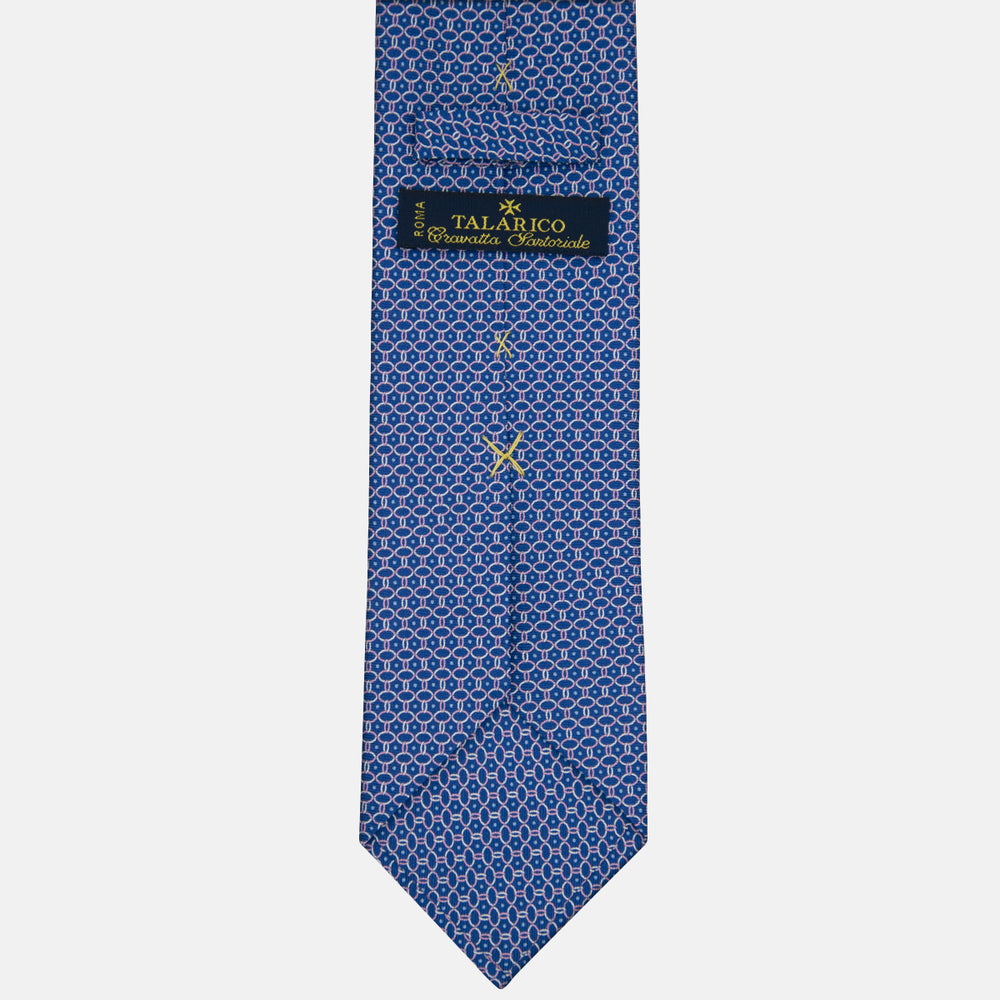 3-fold Silk Tie with Blue Pink Linked Pattern - MO9962