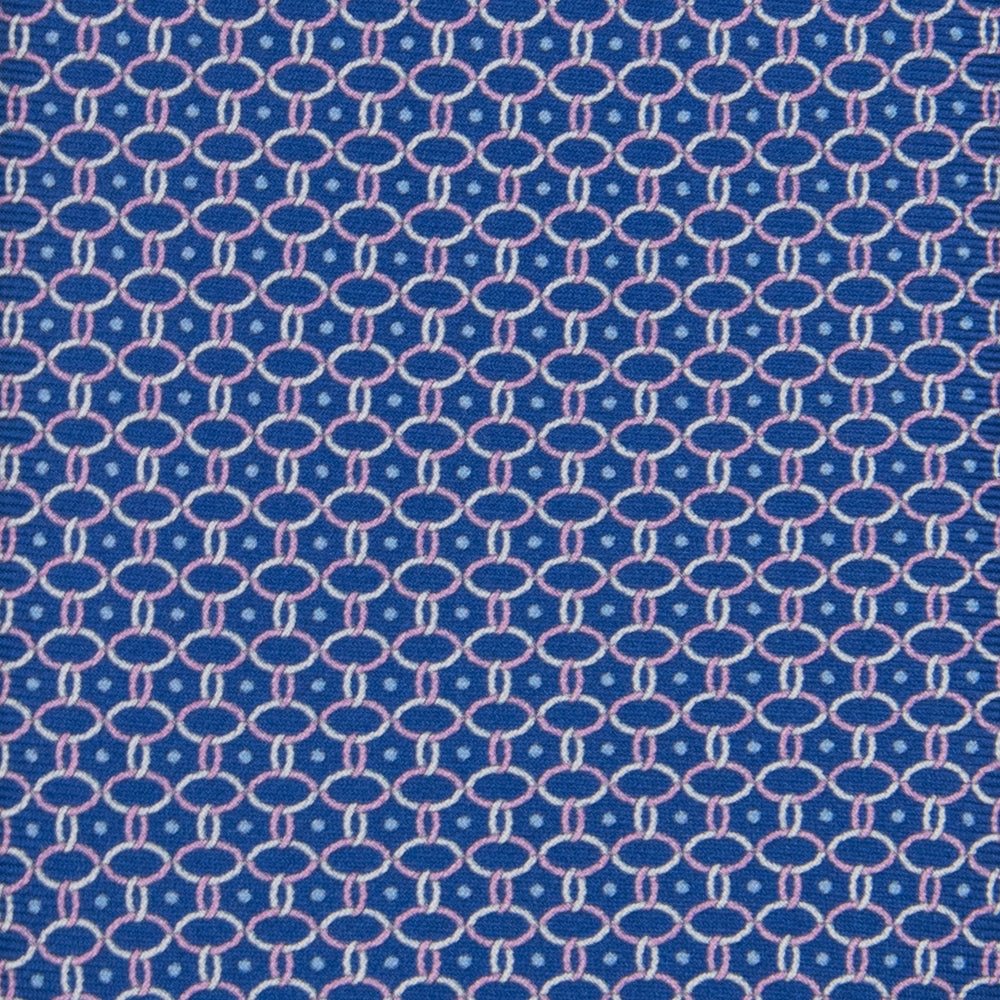 3-fold Silk Tie with Blue Pink Linked Pattern - MO9962