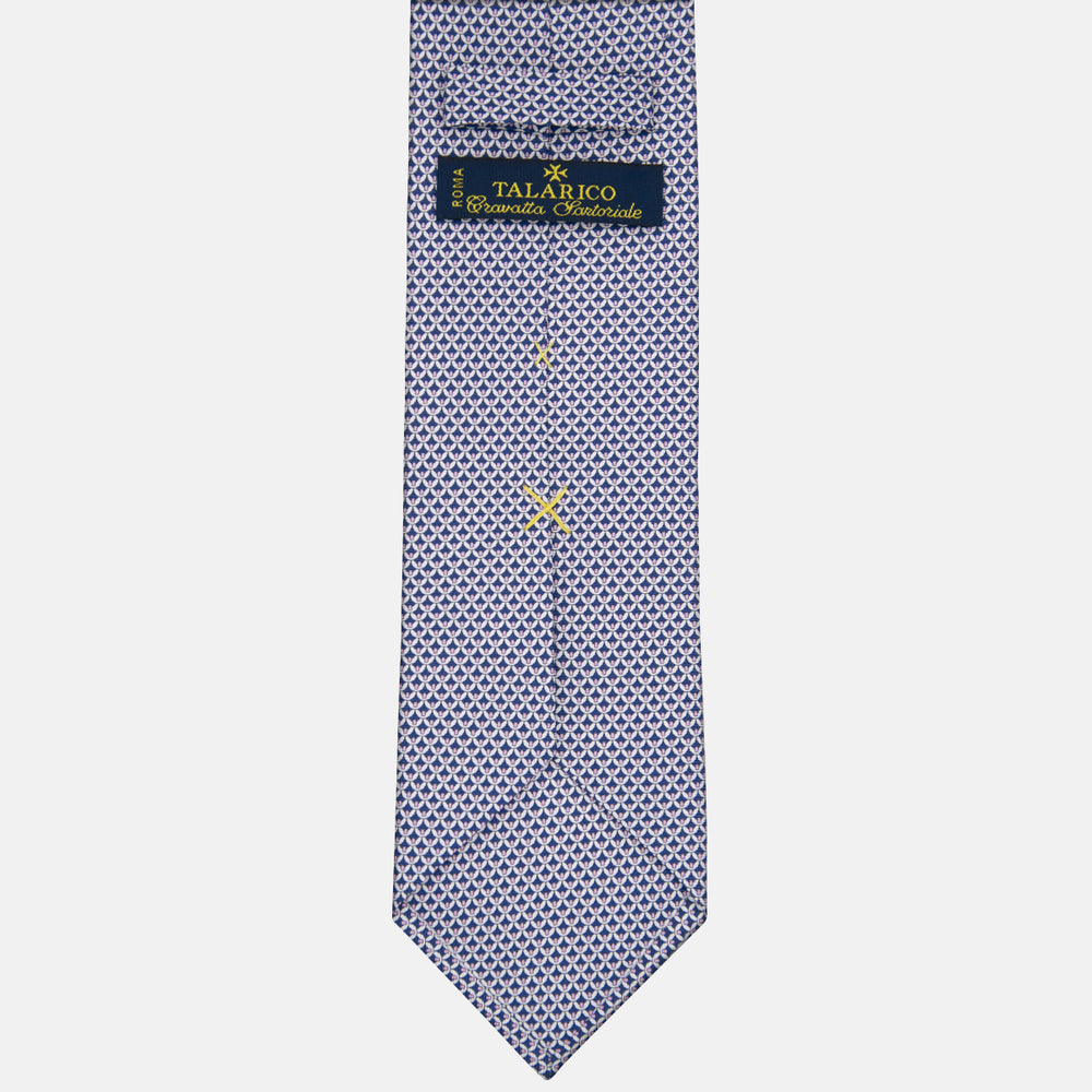 3-fold Tie in Silk with Geometric Pattern in Blue and Pink - M50025