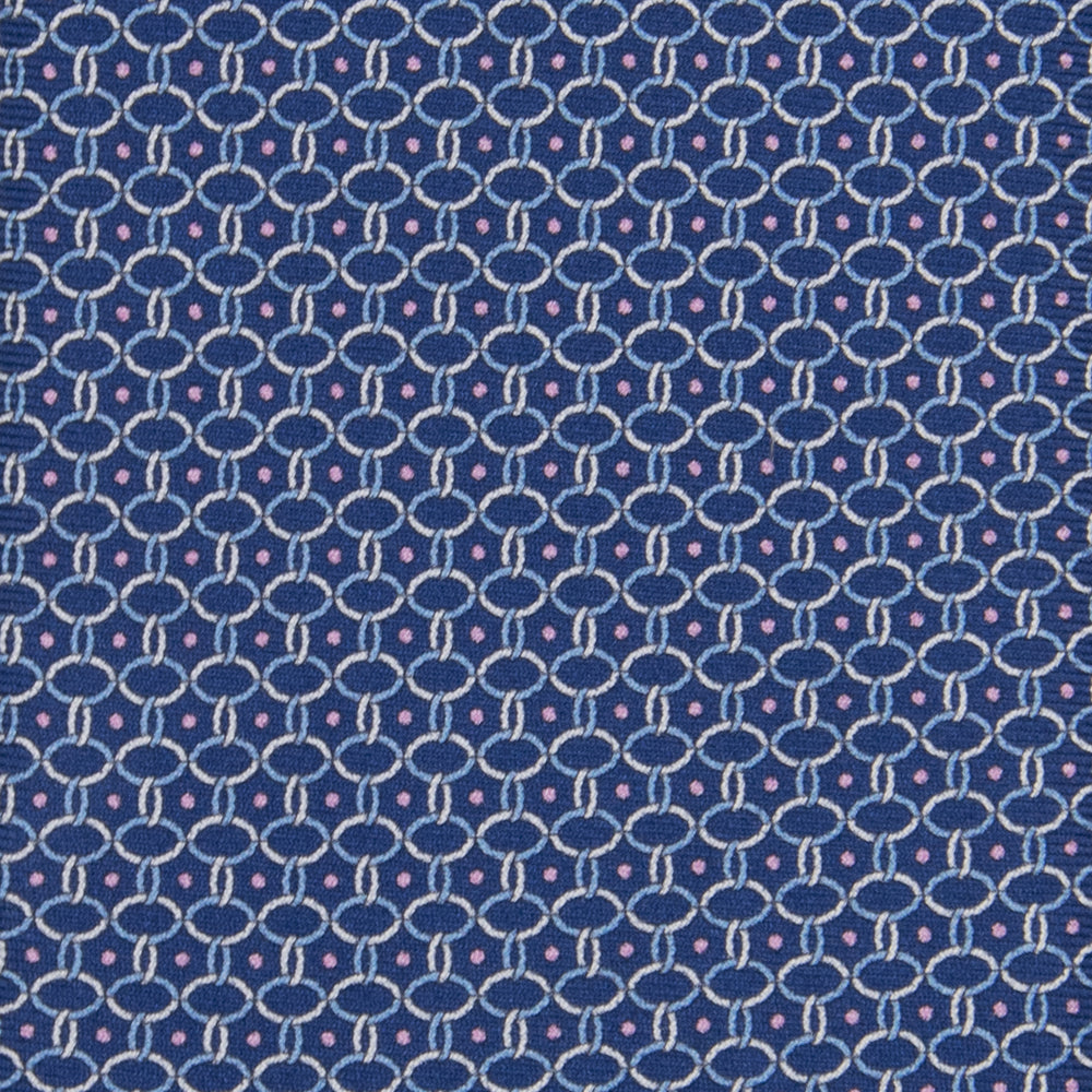 3-fold Silk Tie with Blue Pink Linked Pattern - MO9962