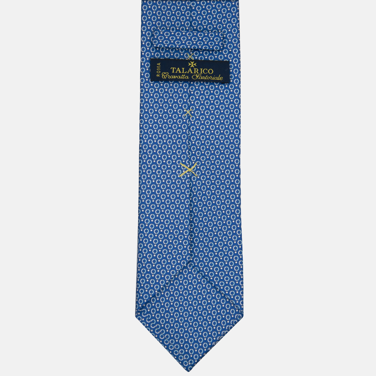 3-fold Silk Tie with Blue Polka Dot Pattern - M50026