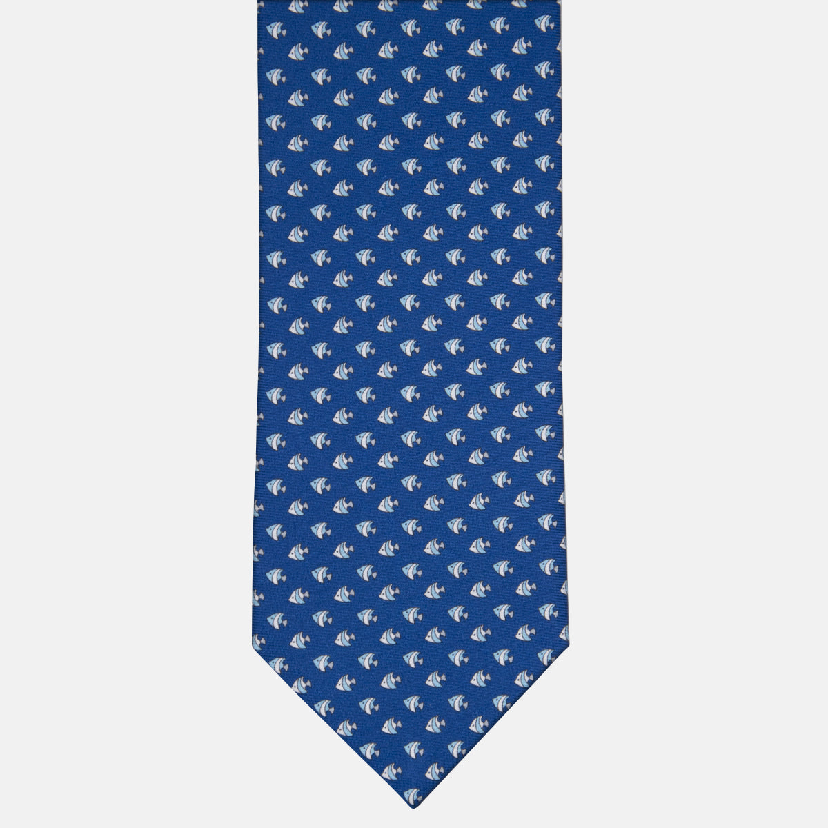 3-fold Silk Tie with Blue Fish Pattern - M49747
