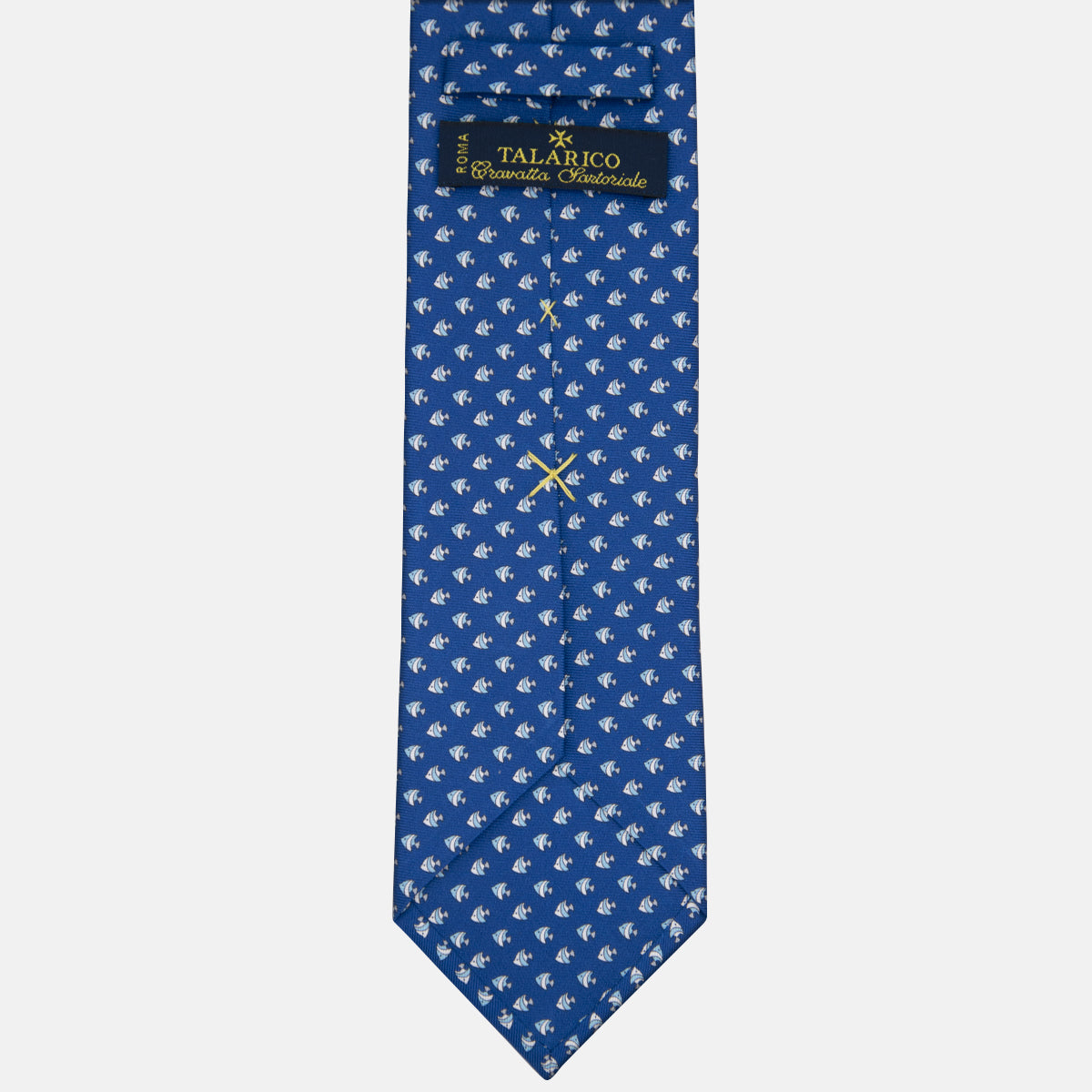 3-fold Silk Tie with Blue Fish Pattern - M49747