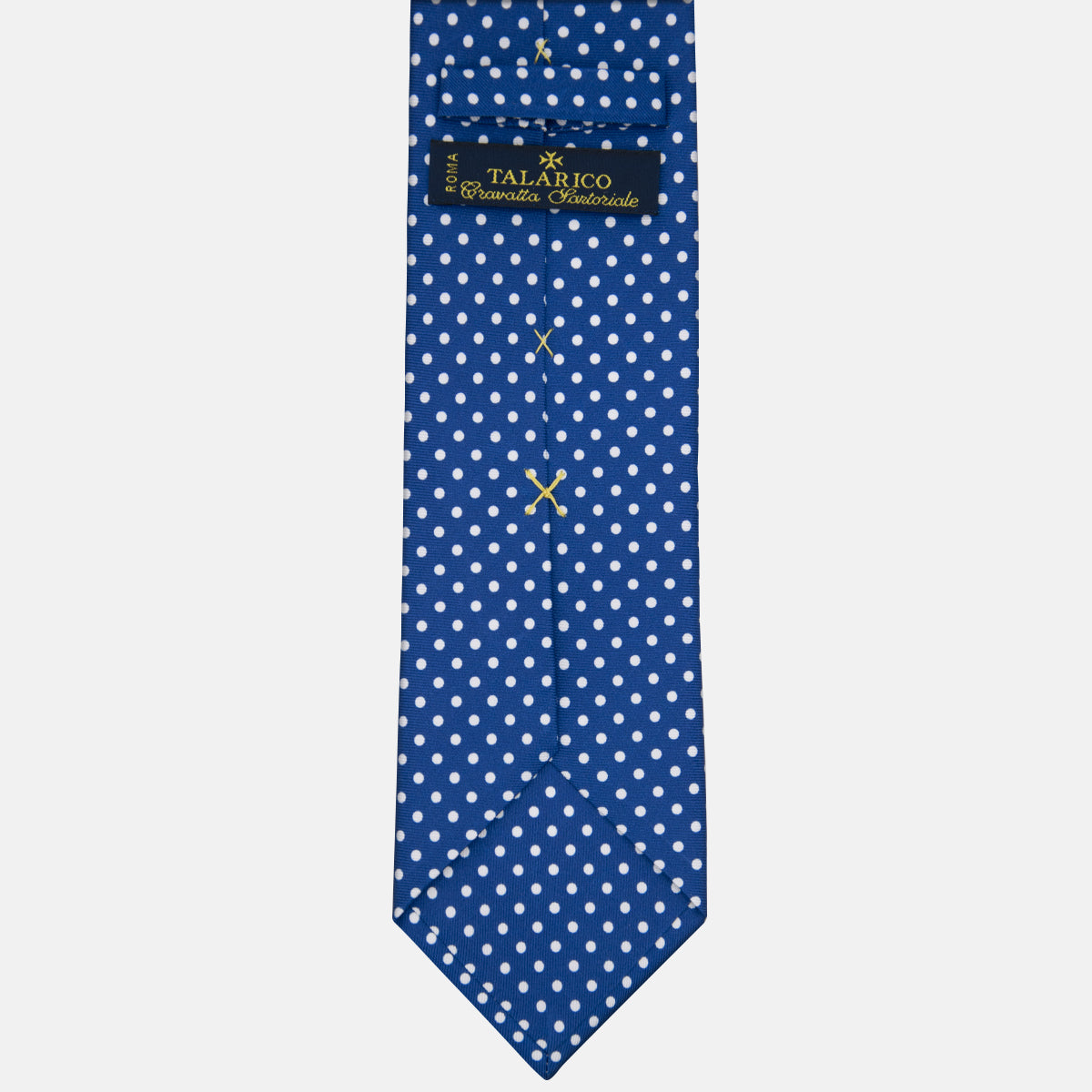 3-fold Silk Tie with Blue Polka Dot Pattern - M6847