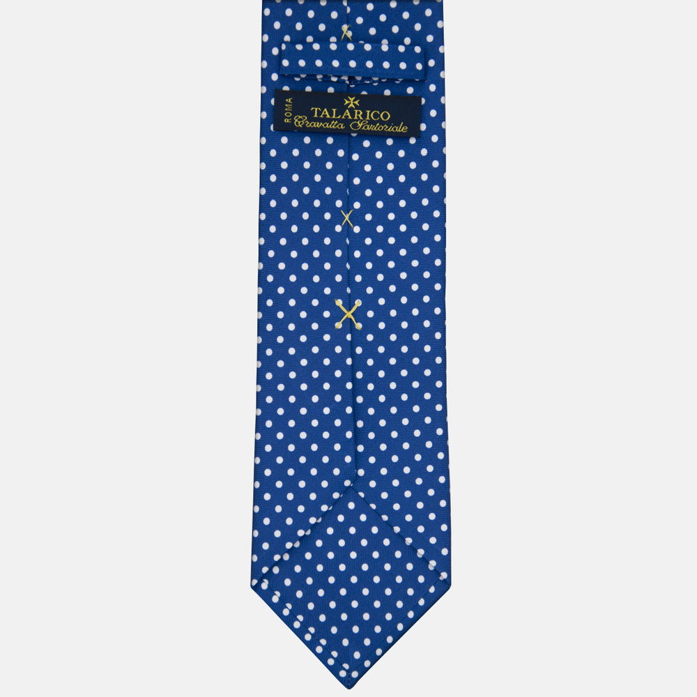 Cravatta 3 pieghe in Seta Fantasia Pois Azzurro- M6847