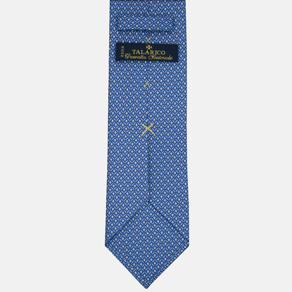 3-fold Silk Tie with Geometric Pattern in Blue - M49301