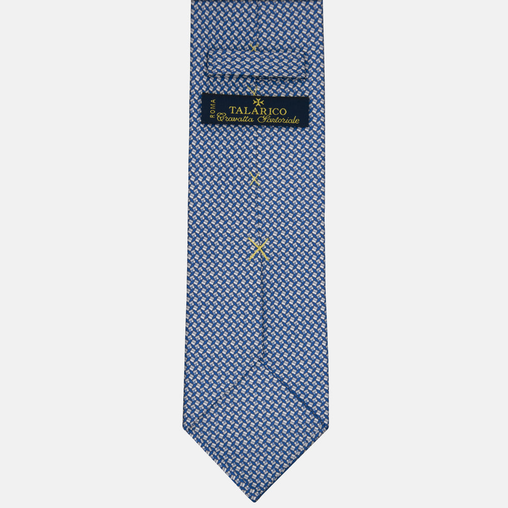 3-fold Silk Tie with Geometric Pattern Blue-M50027