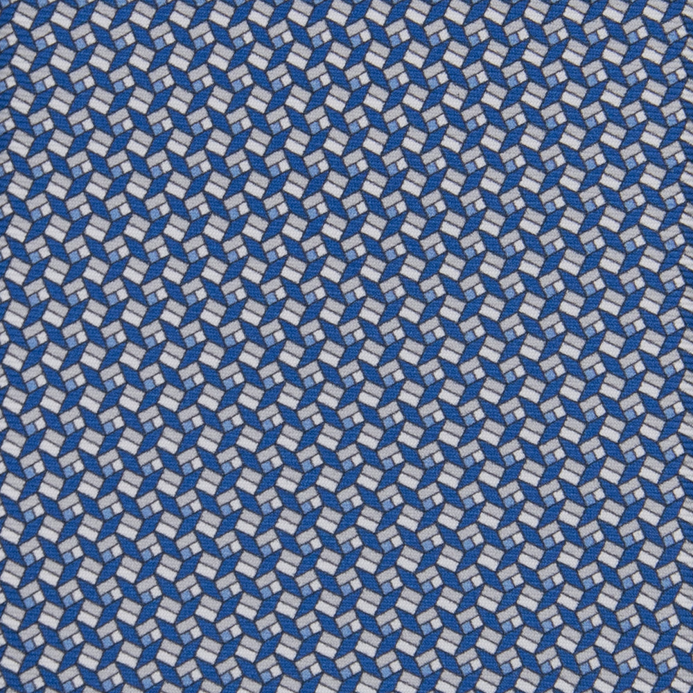 3-fold Silk Tie with Geometric Pattern Blue-M50027