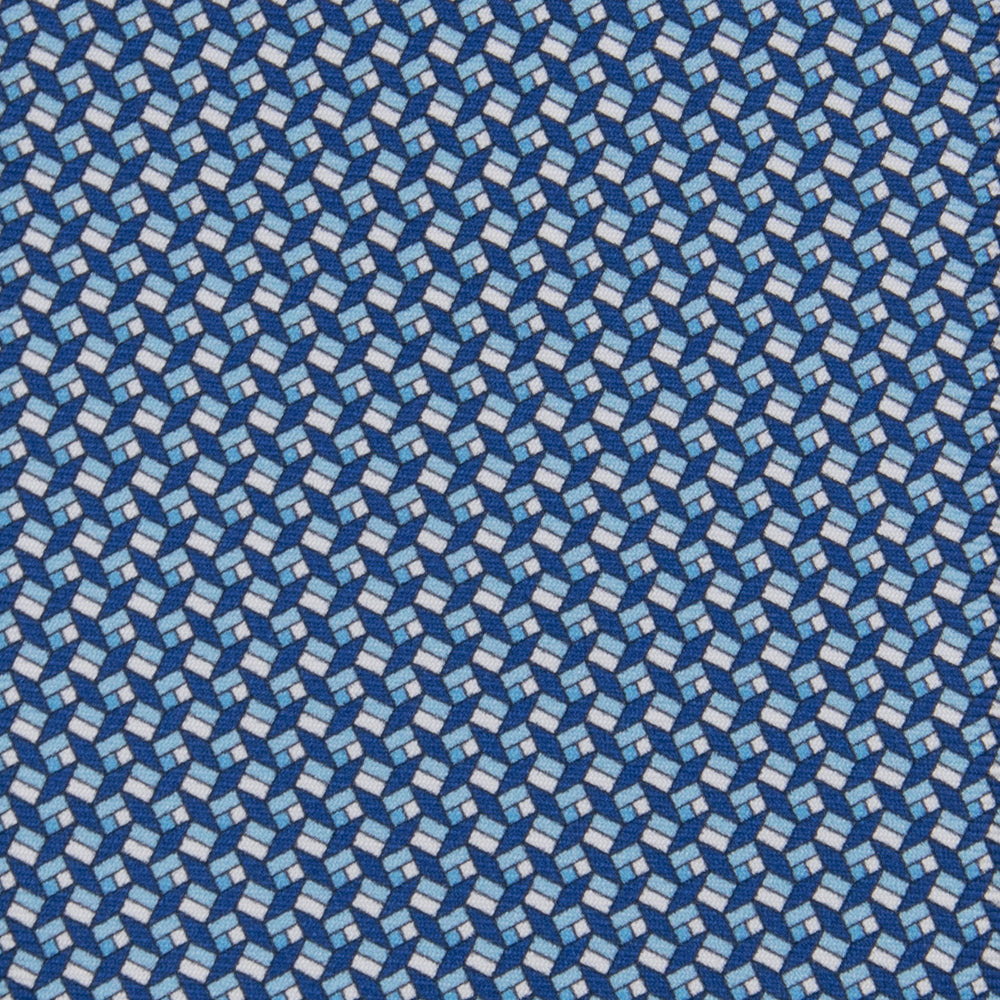 3-fold Silk Tie with Geometric Pattern Blue-M50027