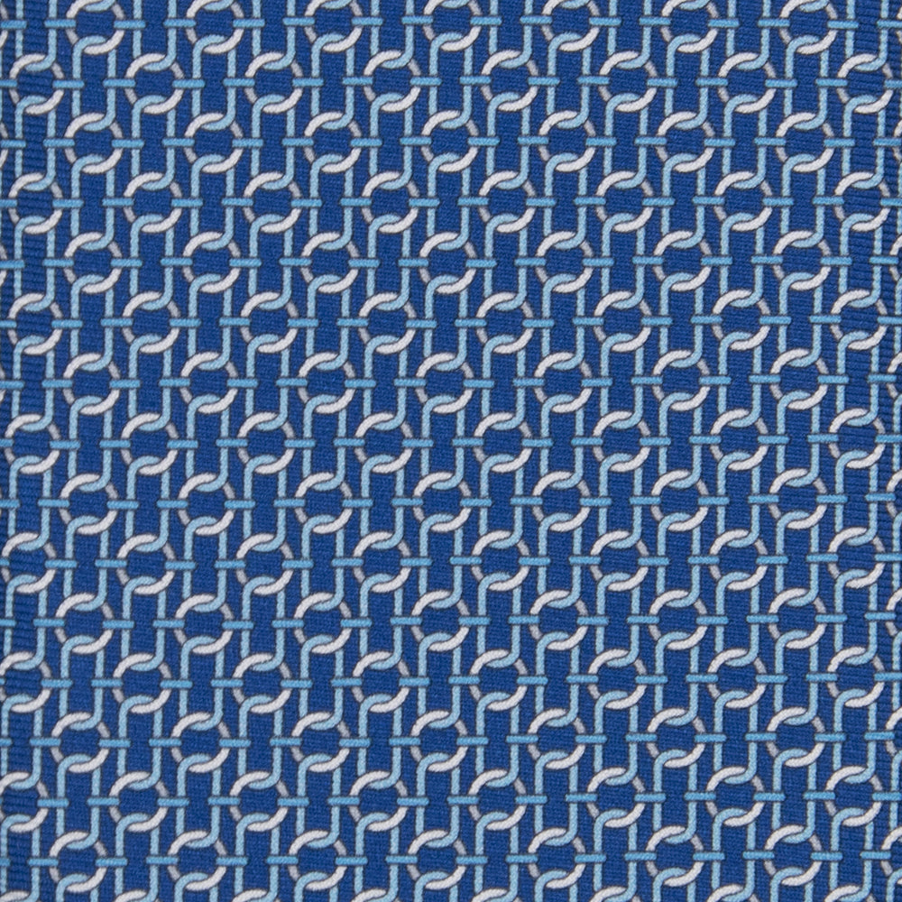 3-fold Tie in Silk with Linked Pattern Blue - M49153