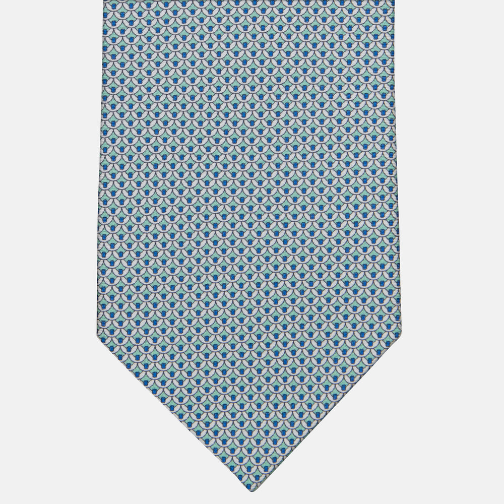 3-fold Silk Tie with Geometric Pattern Tiffany - M50025