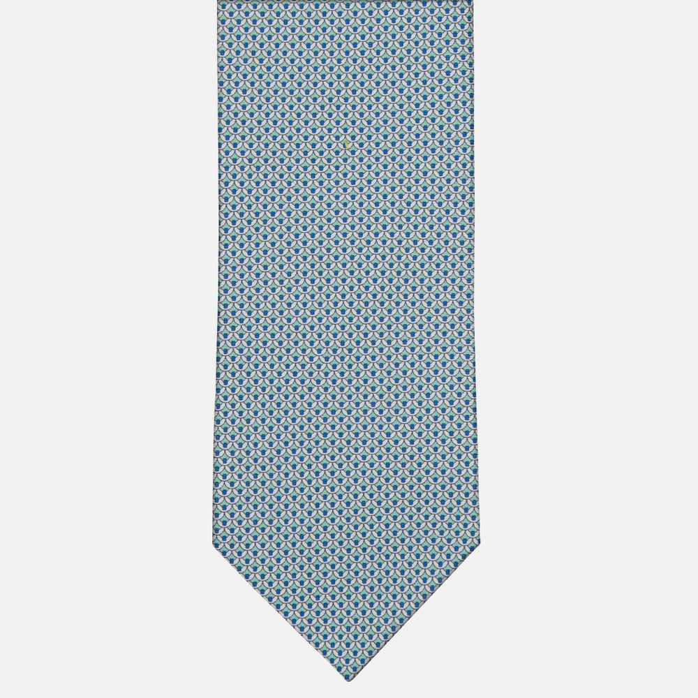 3-fold Silk Tie with Geometric Pattern Tiffany - M50025