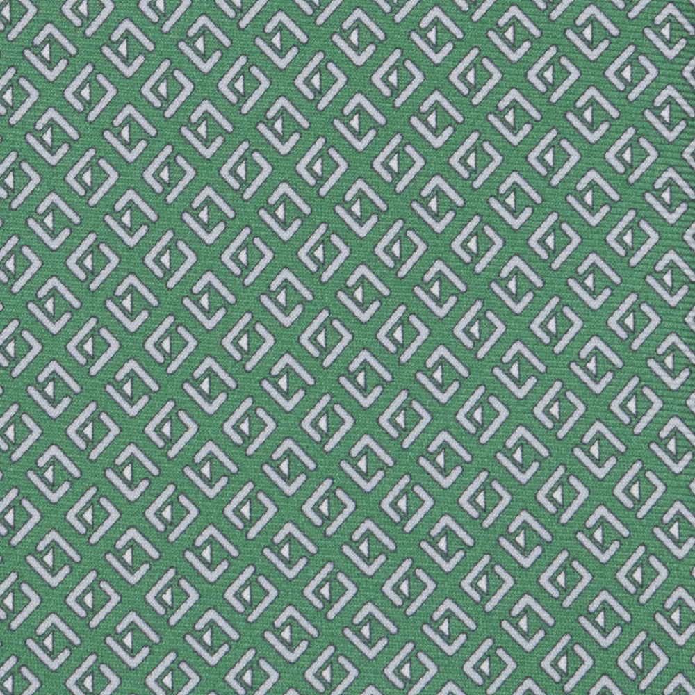 3-fold Silk Tie with Geometric Pattern in Green -M50029