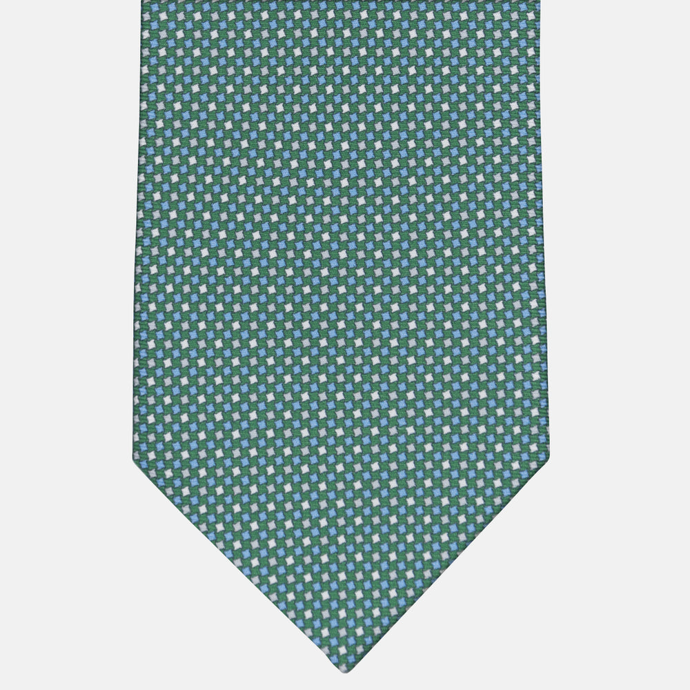 3-fold Tie in Geometric Pattern Silk Green - MOA409