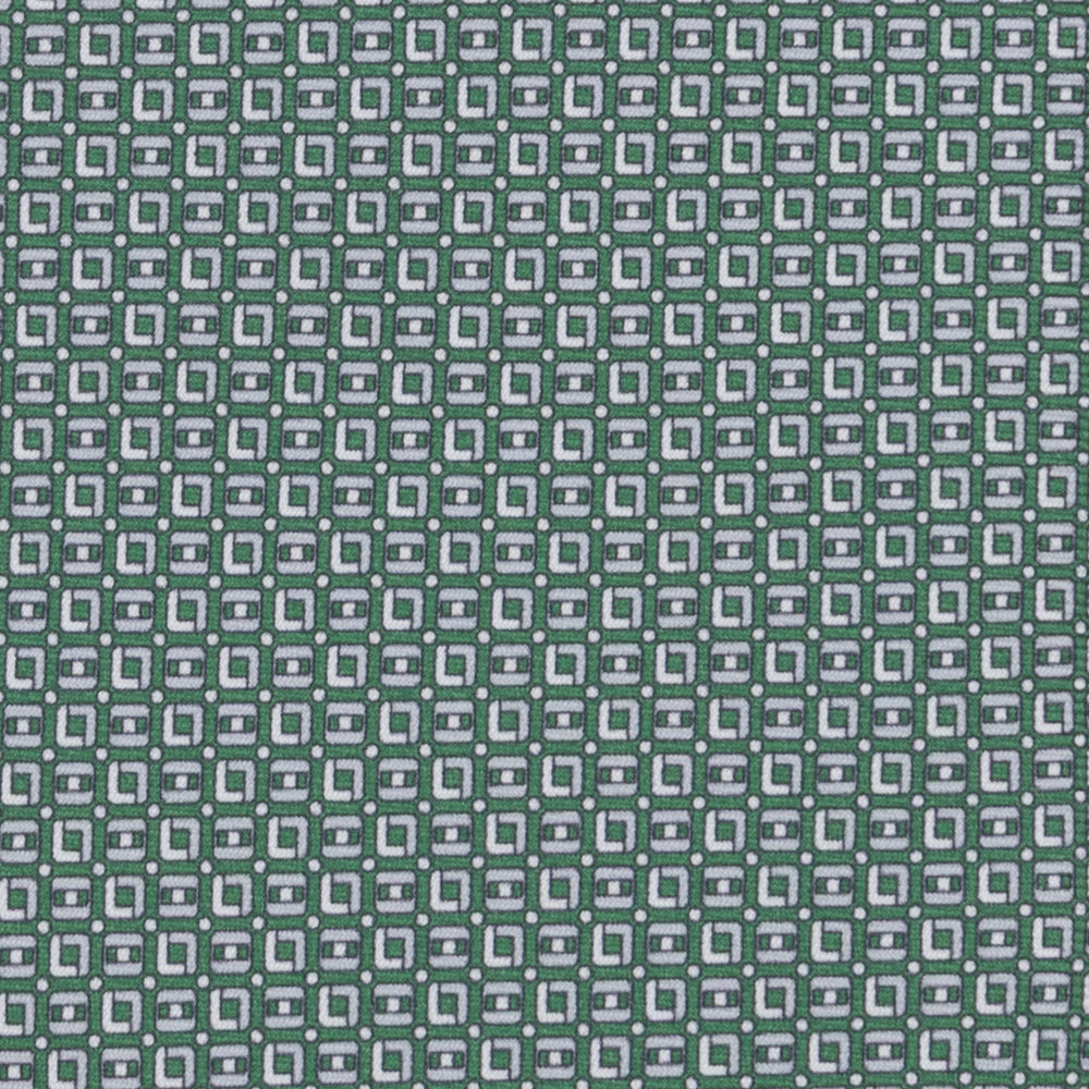 3-fold Tie in Geometric Pattern Green Silk - M49796