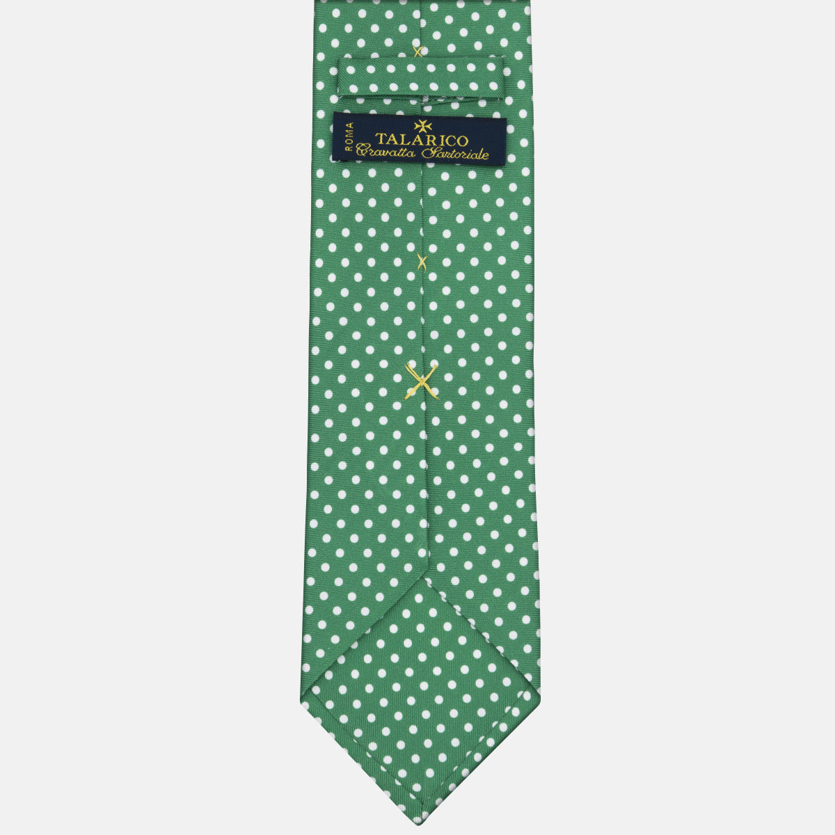3-Fold Silk Tie with Green Polka Dot Pattern - M6847