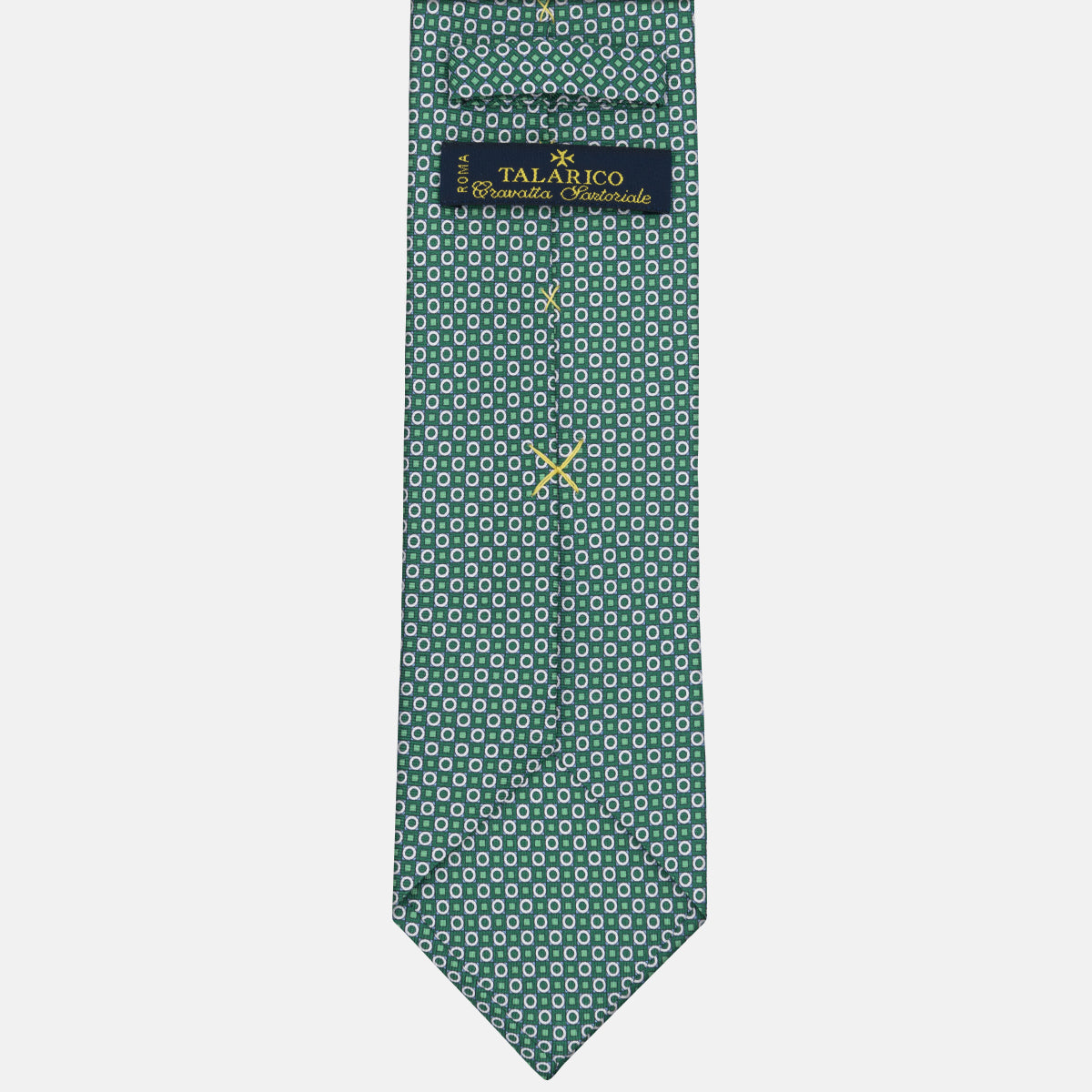 Green Geometric Pattern 3 Fold Silk Tie - M49115