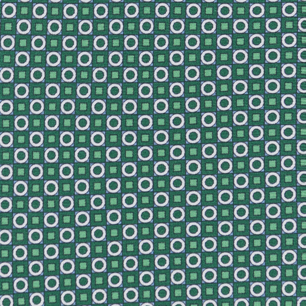 3-fold Silk Tie with Geometric Pattern in Green - M49115
