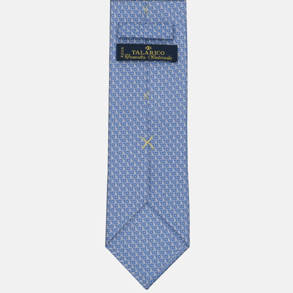 3-fold Tie in Geometric Pattern Sky Blue - M49796