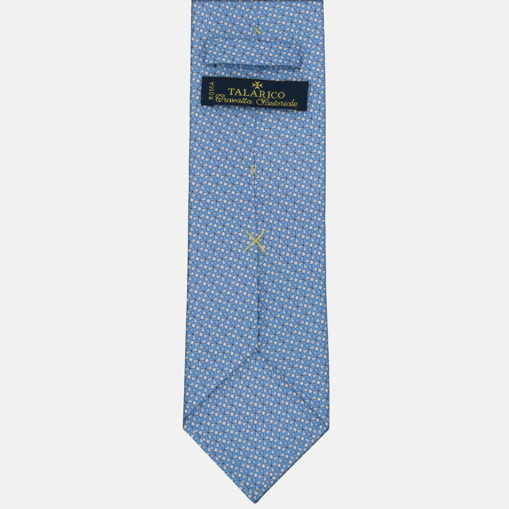 3-fold Tie in Geometric Pattern Light Blue-M50028