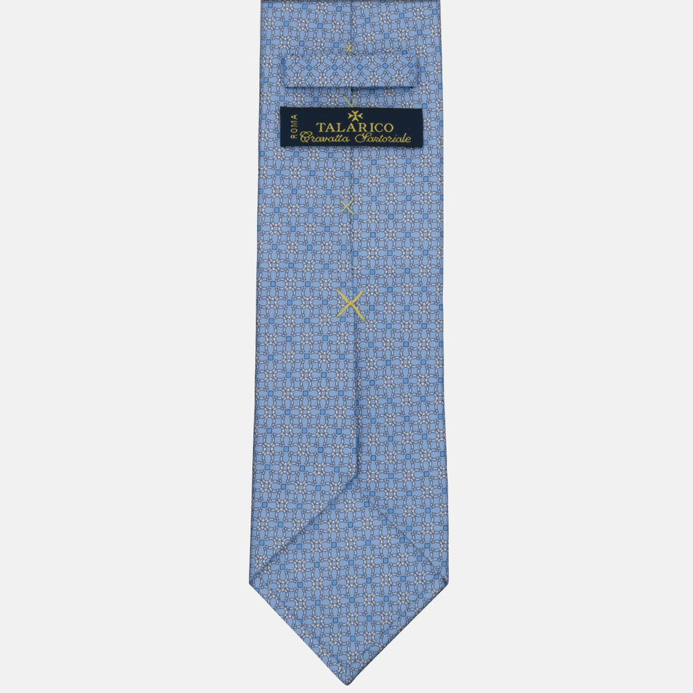 3-fold Tie in Floral Pattern Silk Light Blue - MA164