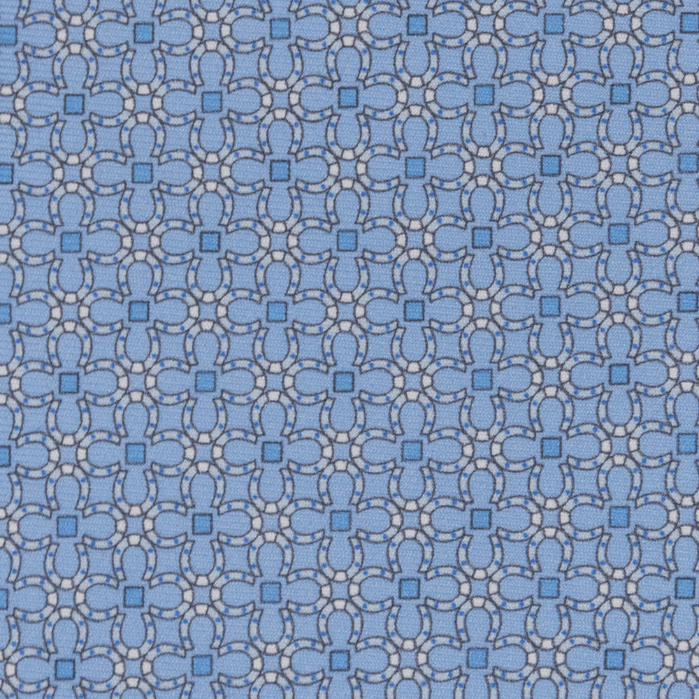 3-fold Tie in Floral Pattern Silk Light Blue - MA164