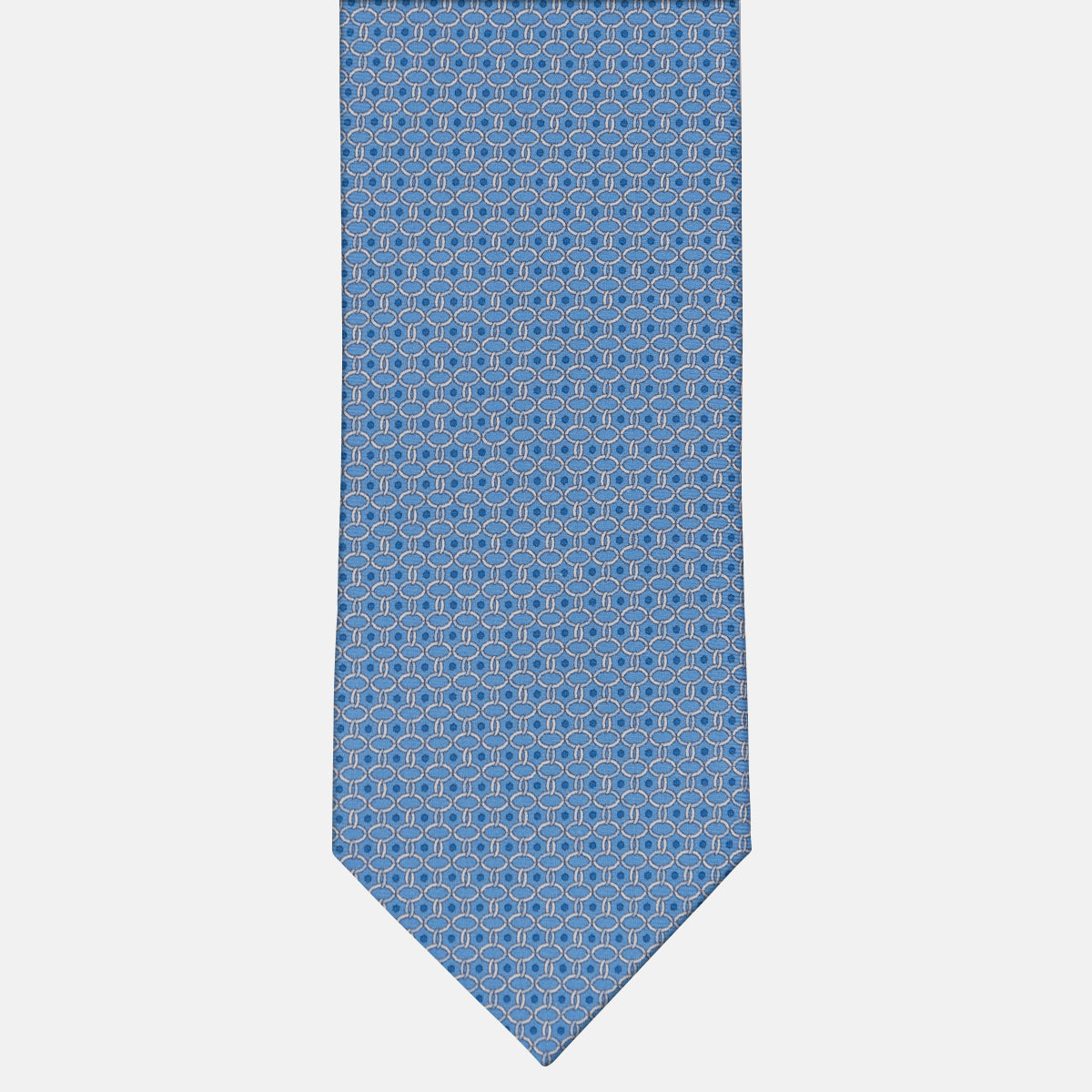 3-fold Silk Tie with Chain Pattern Light Blue - MO9962