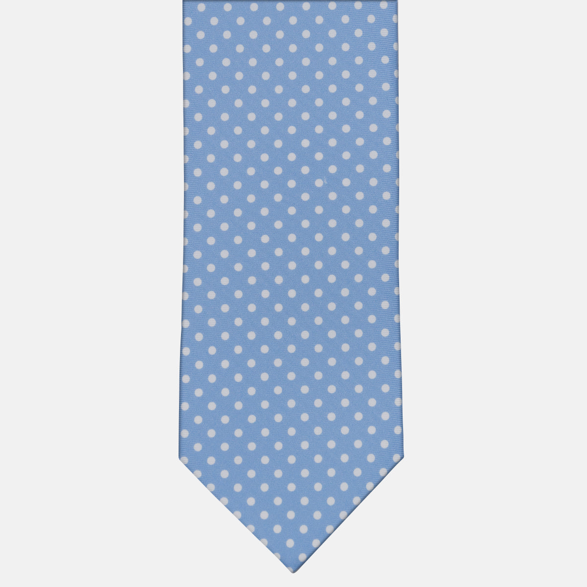 3-fold Silk Tie with Light Blue Polka Dot Pattern - M6847