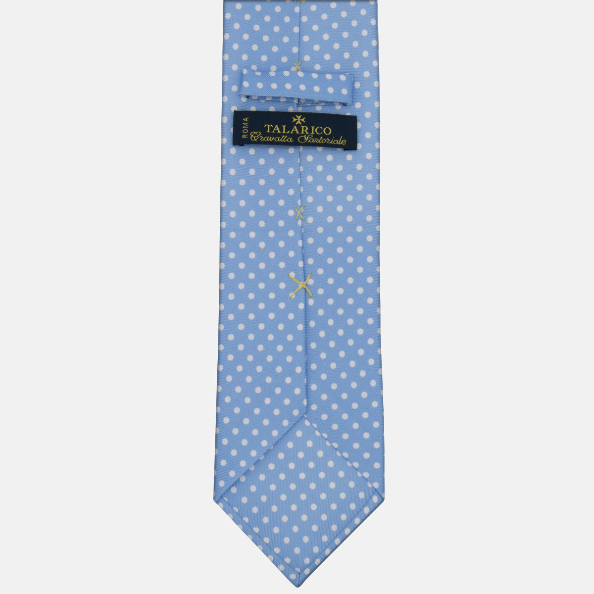 3-fold Silk Tie with Light Blue Polka Dot Pattern - M6847