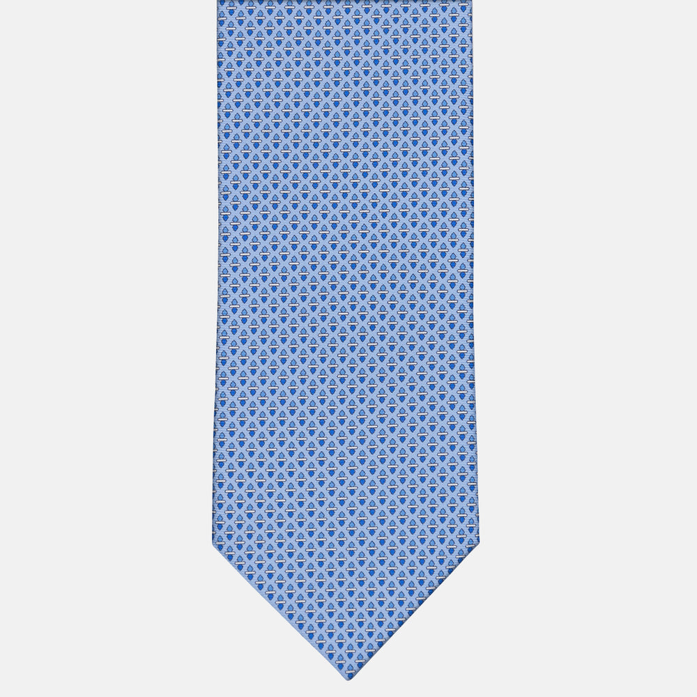 3-fold Tie in Geometric Pattern Sky Blue - M48651