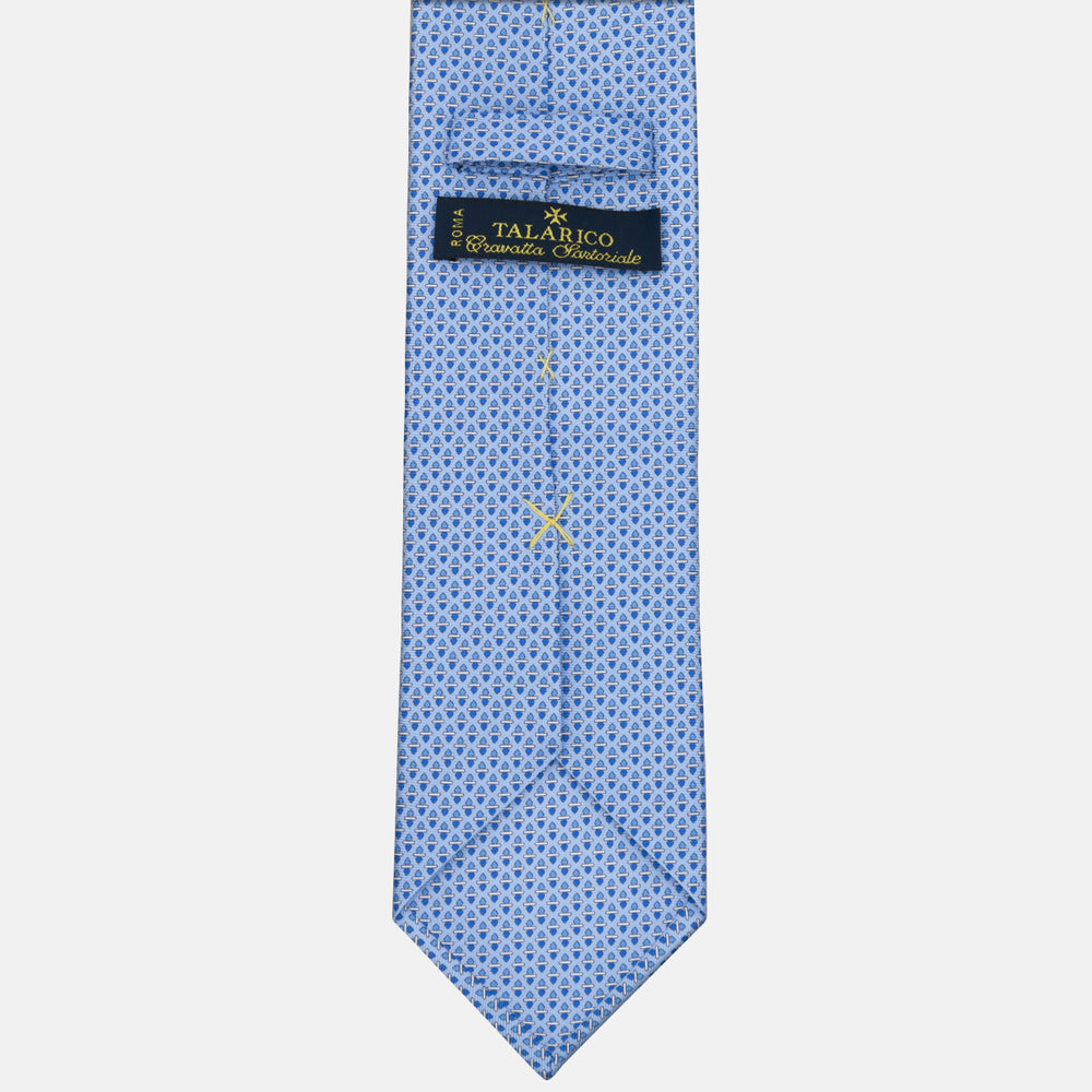 3-fold Tie in Geometric Pattern Sky Blue - M48651