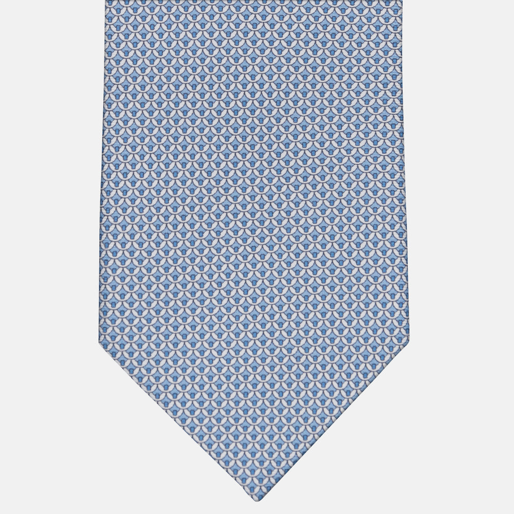 3-fold Tie in Geometric Pattern Light Blue-M50025