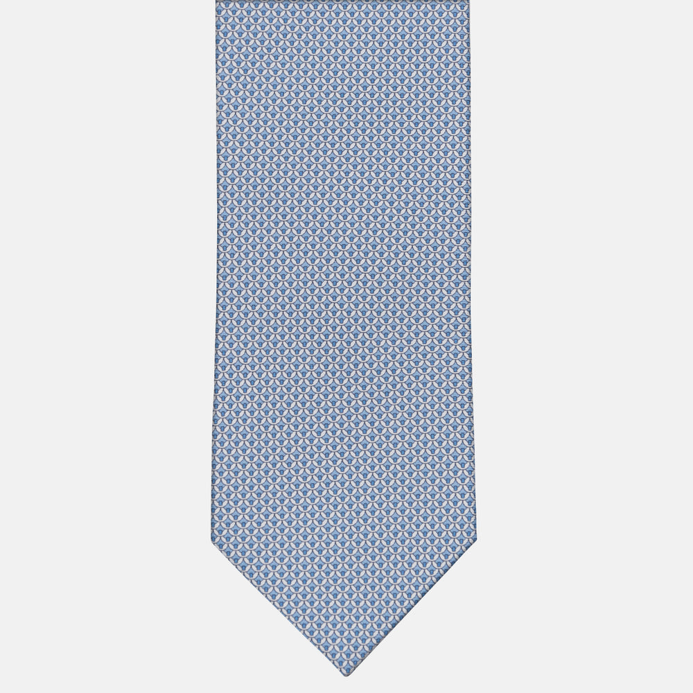 3-fold Tie in Geometric Pattern Light Blue-M50025