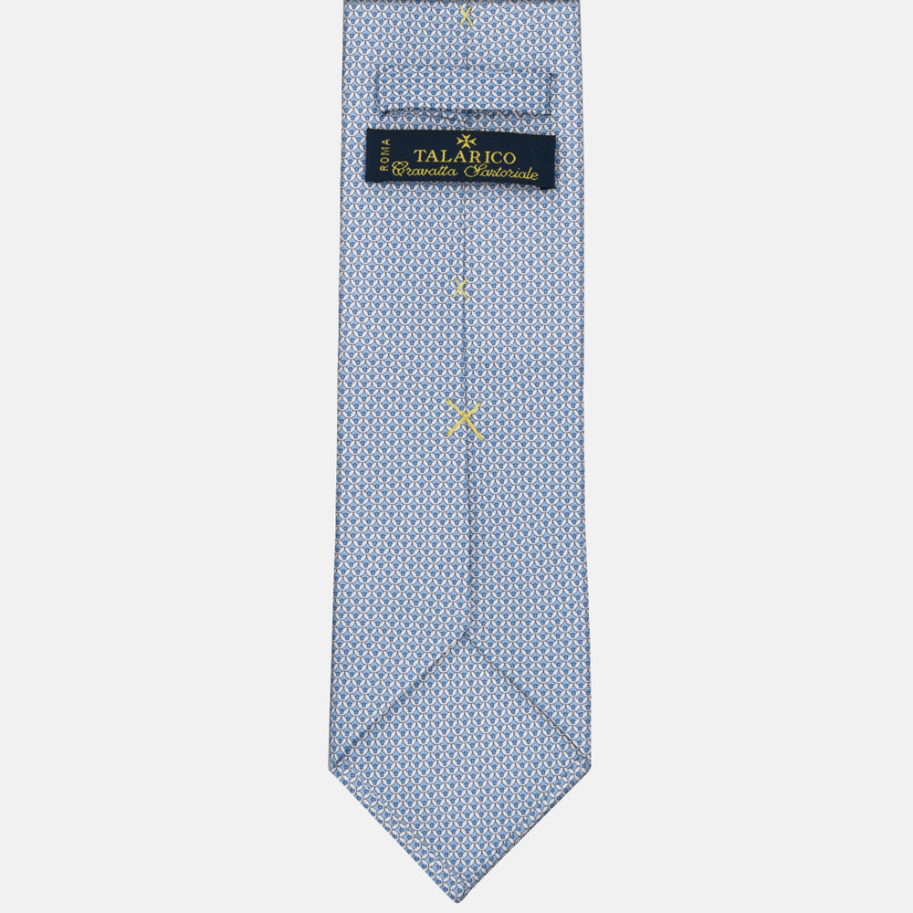 3-fold Tie in Geometric Pattern Light Blue-M50025