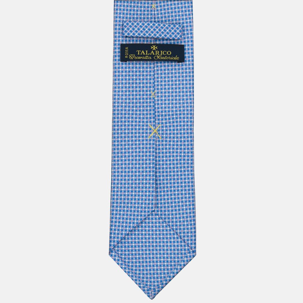3-fold Tie in Silk Geometric Pattern Light Blue Pink - MOA409