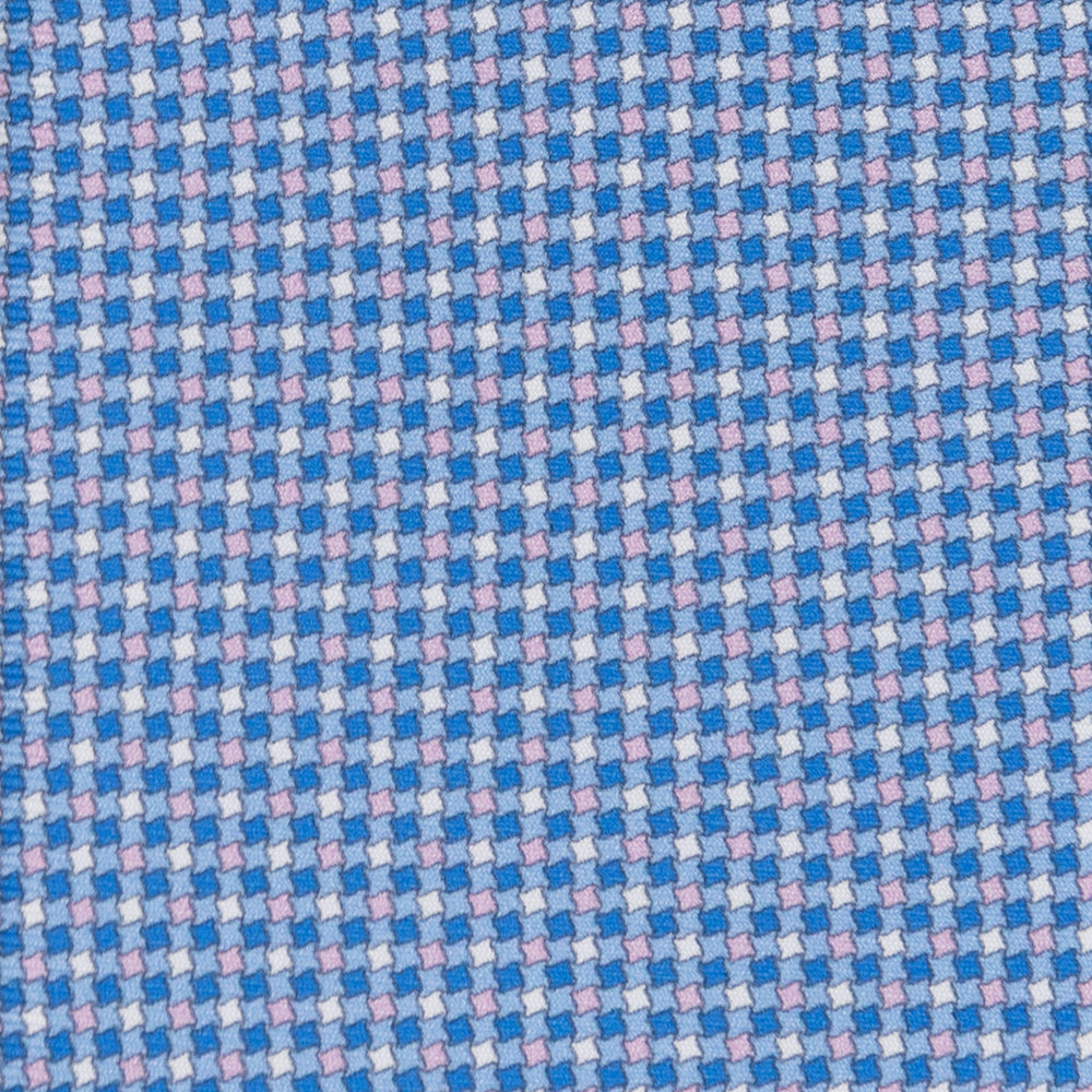 3-fold Tie in Silk Geometric Pattern Light Blue Pink - MOA409