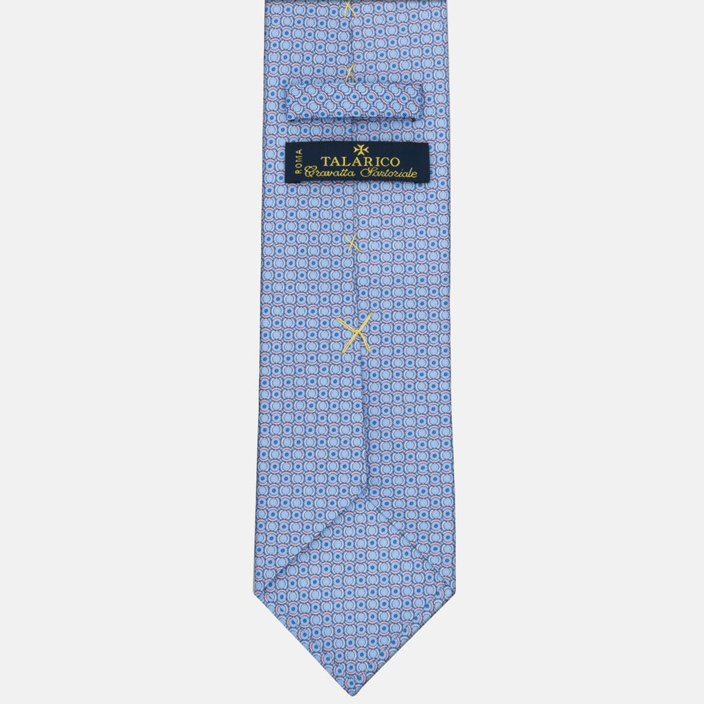 3-fold Tie in Geometric Pattern Light Blue Pink Silk - M50033