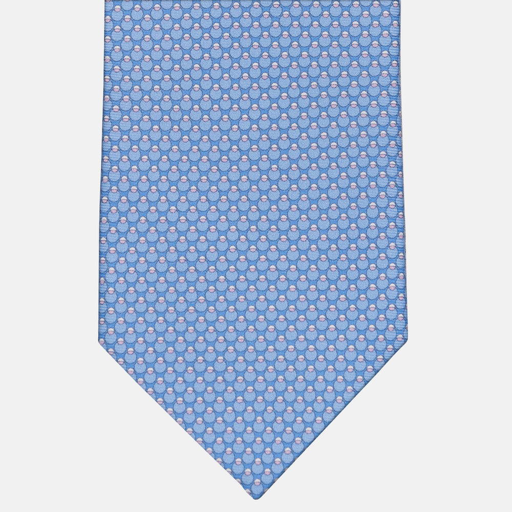 3-fold Tie in Silk Geometric Pattern Light Blue Pink - M34305