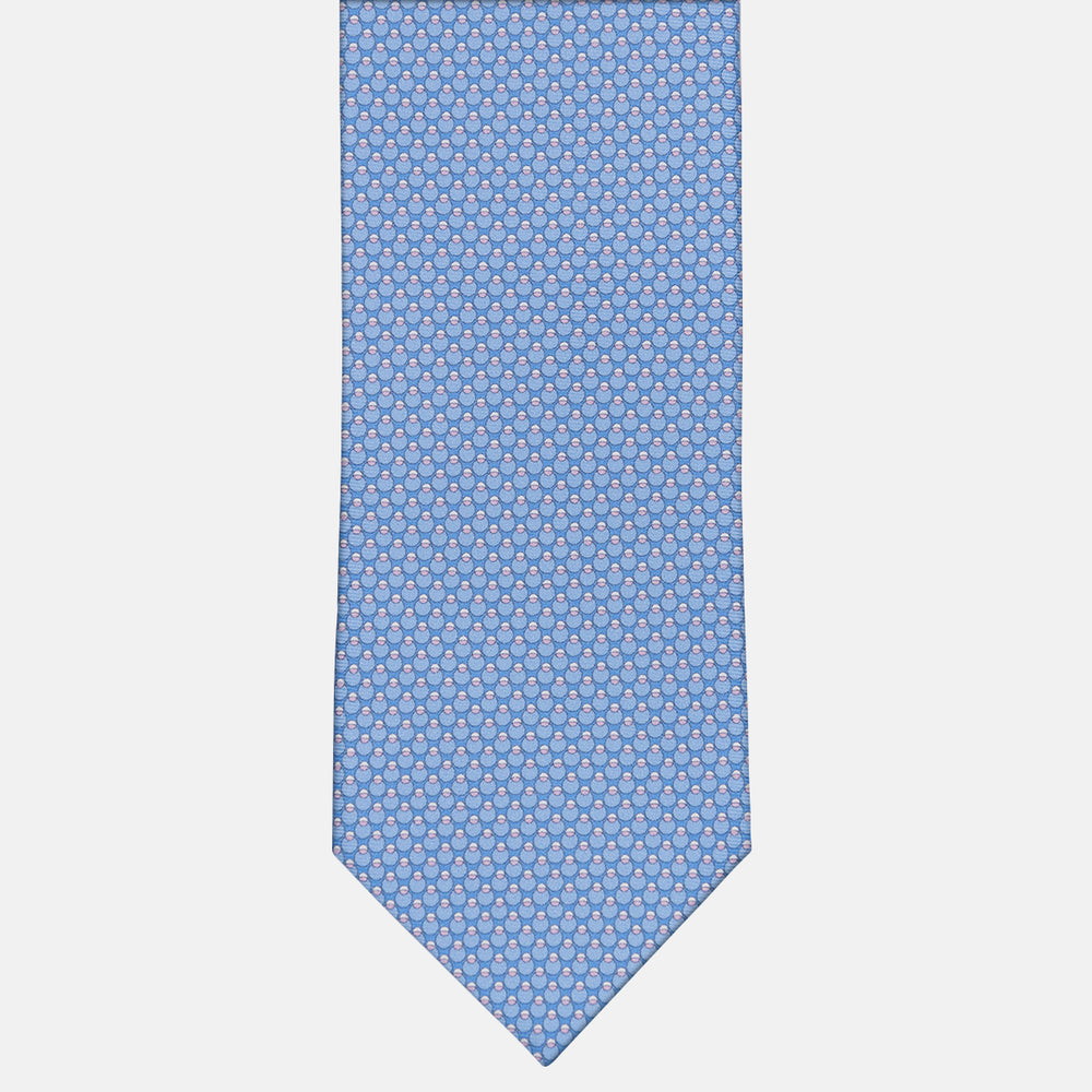 3-fold Tie in Silk Geometric Pattern Light Blue Pink - M34305