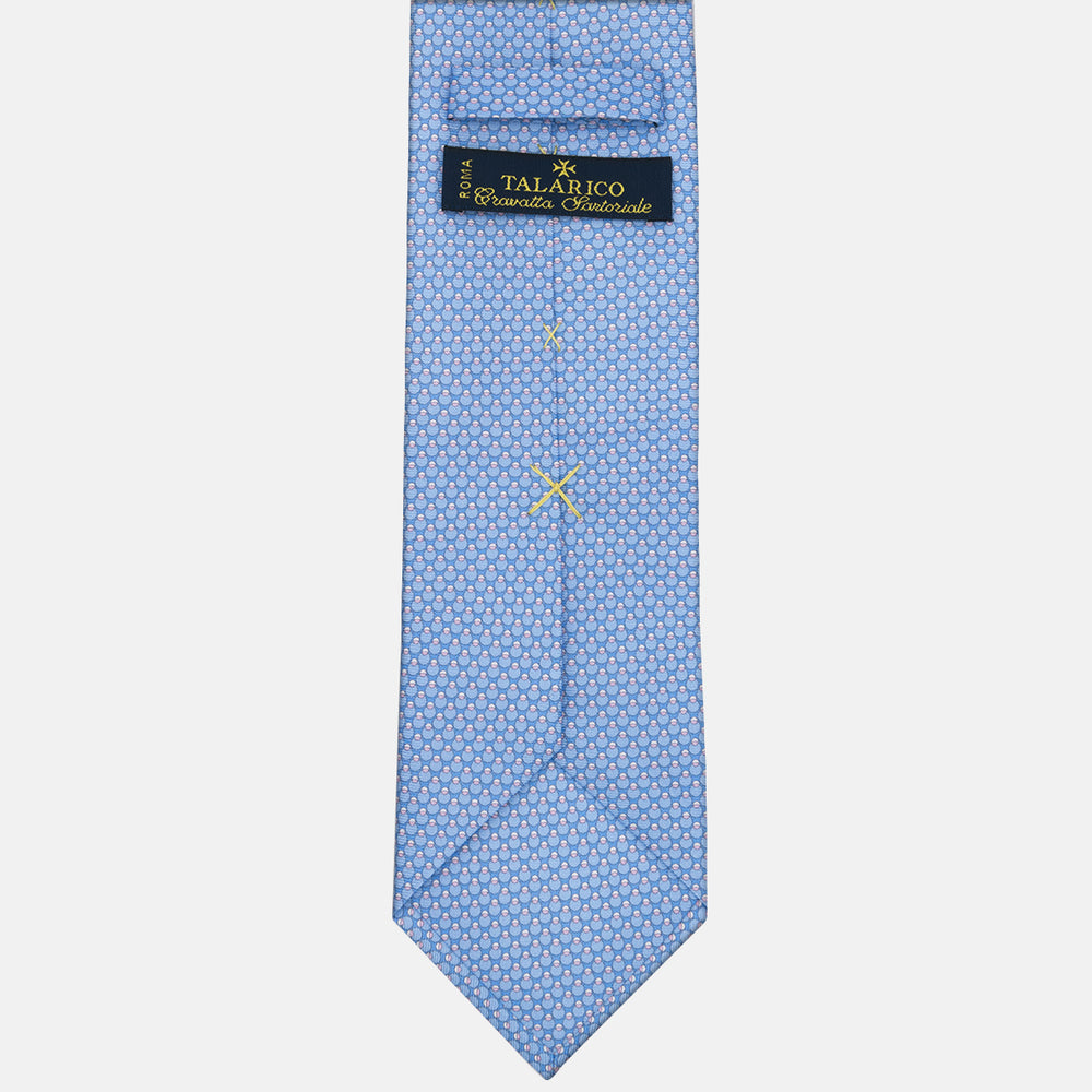 3-fold Tie in Silk Geometric Pattern Light Blue Pink - M34305