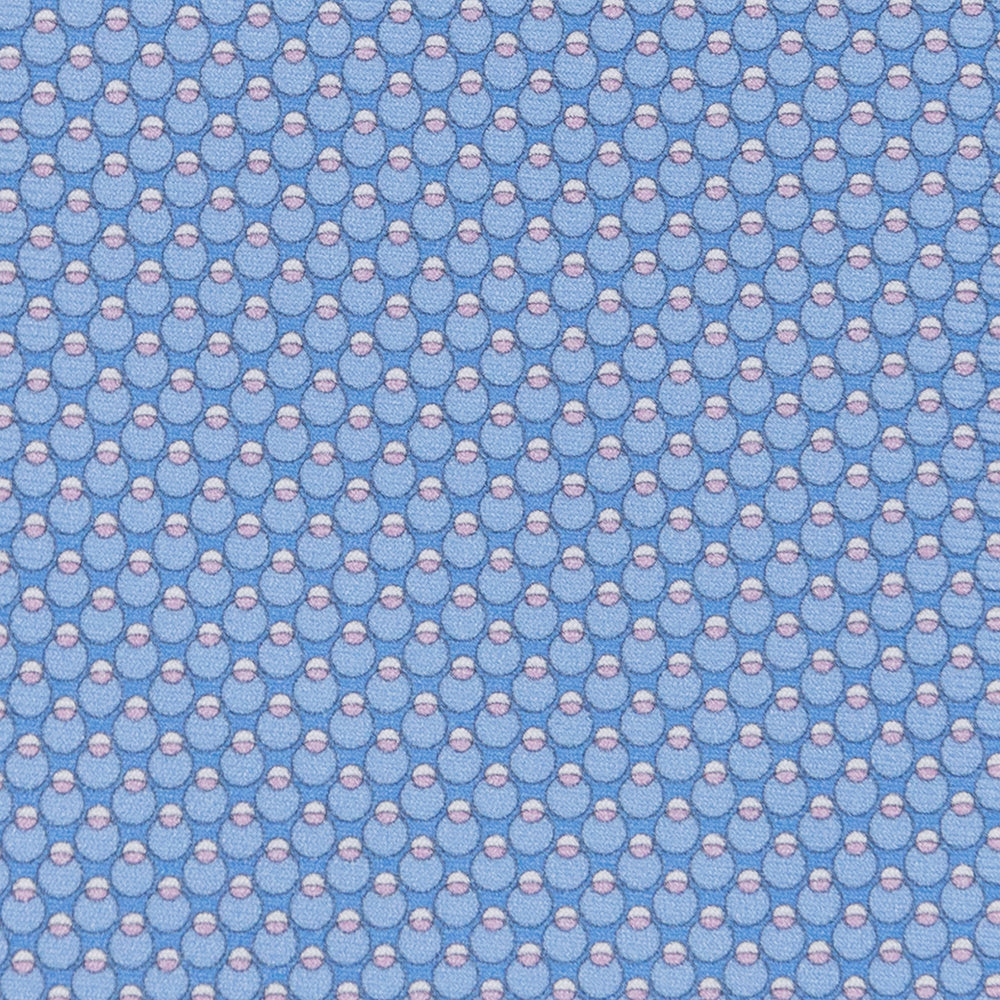3-fold Tie in Silk Geometric Pattern Light Blue Pink - M34305