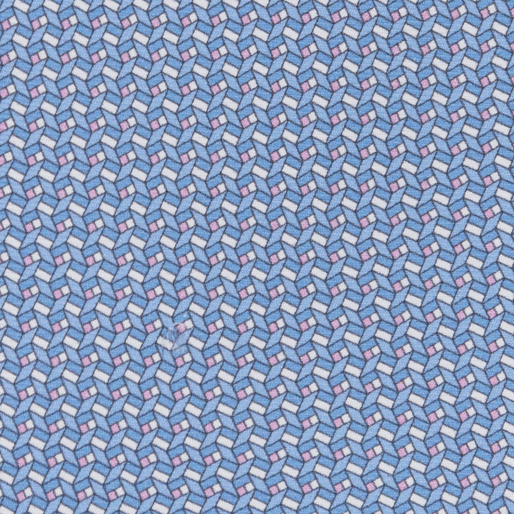 3-fold Tie in Geometric Pattern Light Blue Pink Silk - M50027