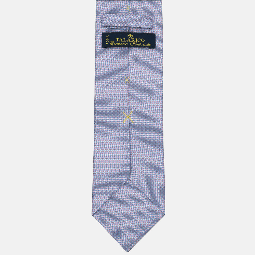 3-fold Tie in Geometric Pattern Light Blue Pink - MAO8457