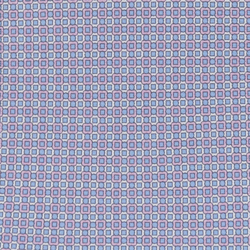 3-fold Tie in Geometric Pattern Light Blue Pink - MAO8457