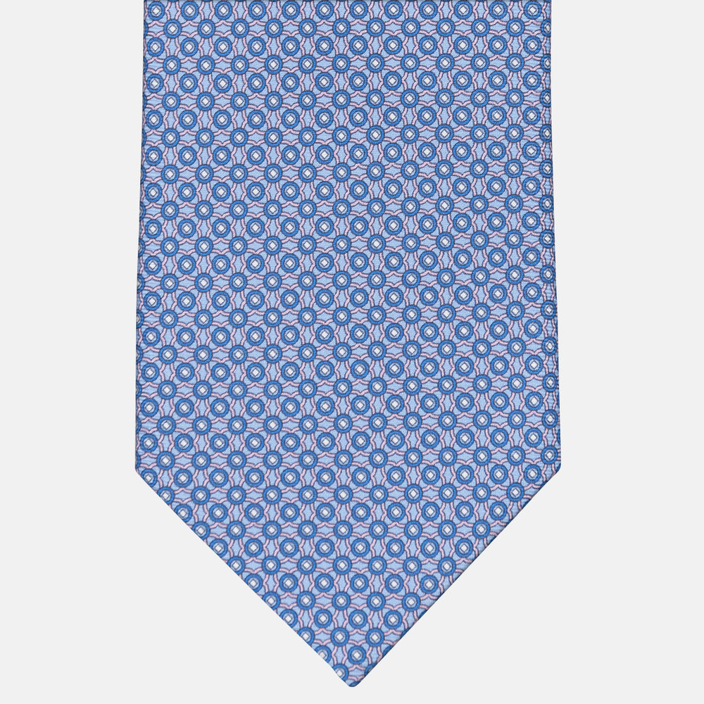 3-fold Tie in Geometric Pattern Light Blue Pink - MO9373