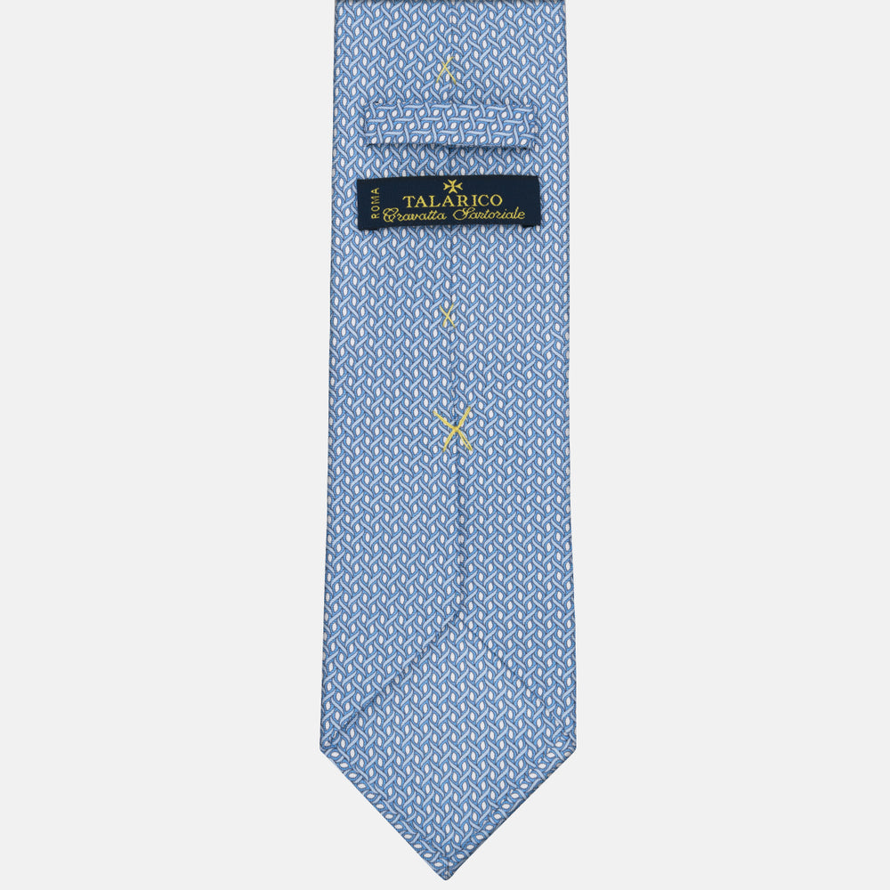 3-fold Tie in Geometric Pattern Light Blue Silk - M50024
