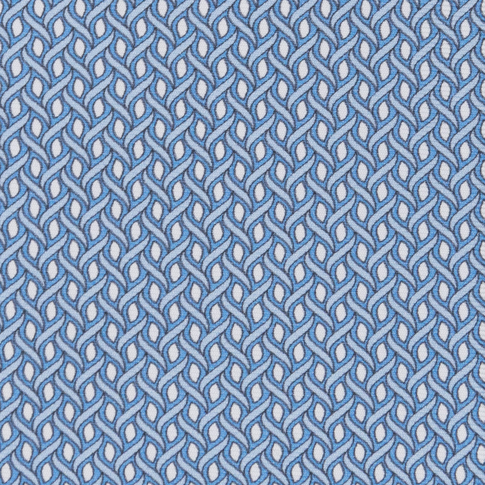 3-fold Tie in Geometric Pattern Light Blue Silk - M50024