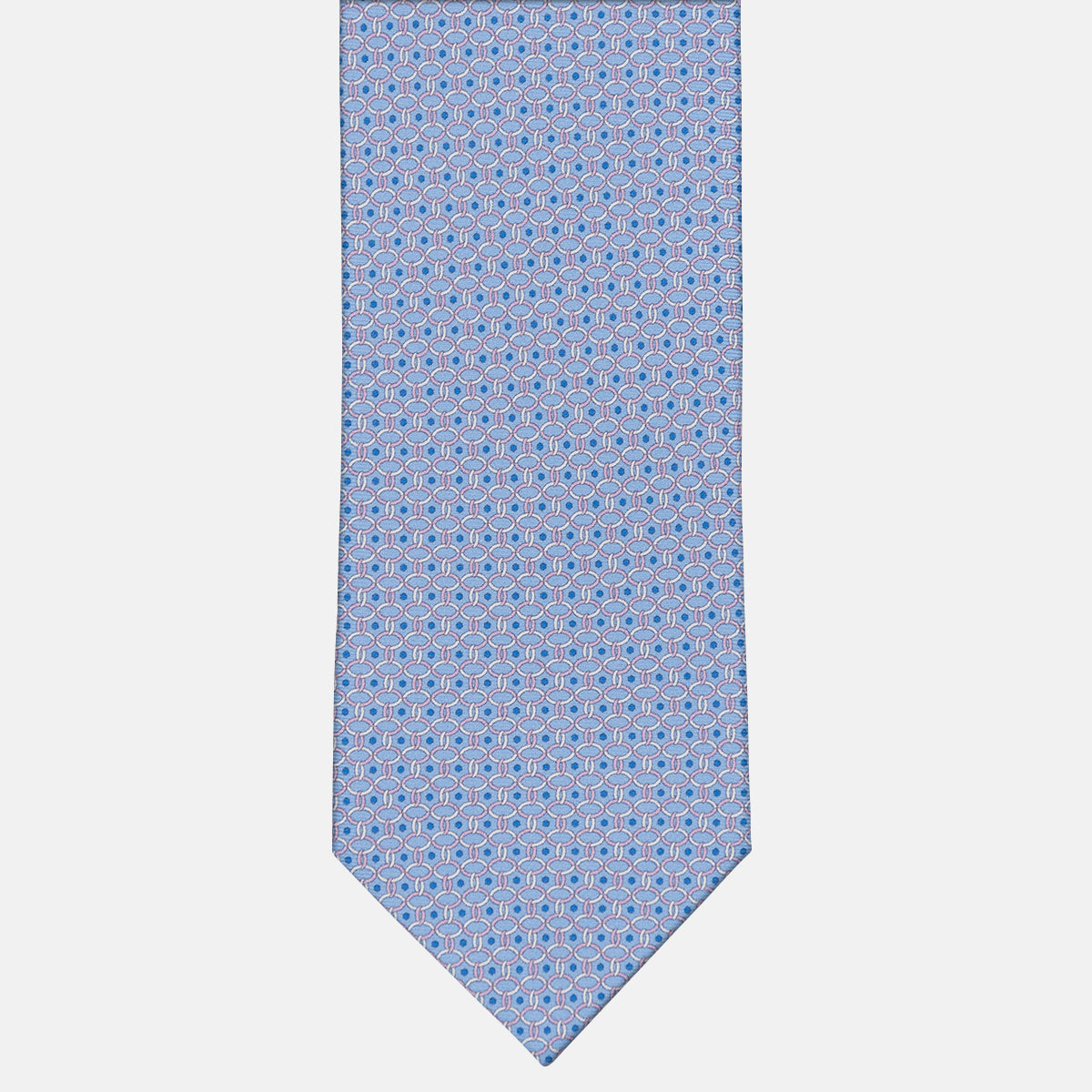 3-fold Silk Tie with Chain Pattern Light Blue Pink - MO9962