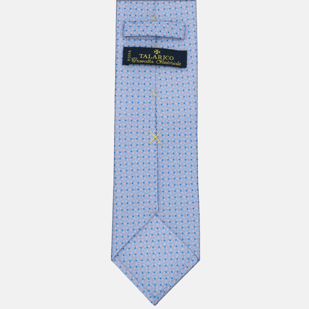 3-fold Silk Tie with Chain Pattern Light Blue Pink - MO9962