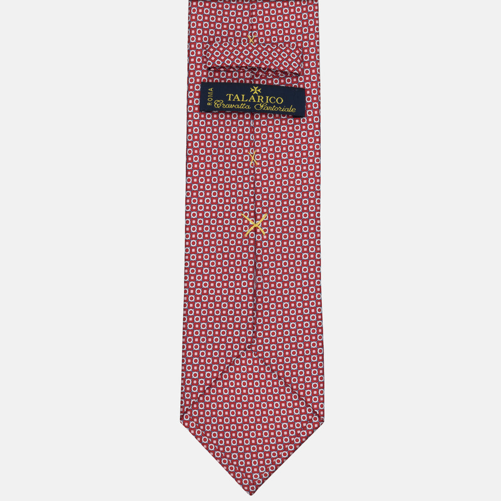 3-fold Silk Tie Geometric Pattern Red - M49115